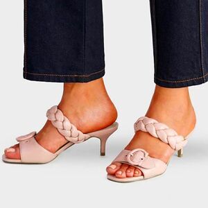 (68-2244) Coutgo Women's Braided Sandals Open Toe Kitten Heels Sz 5